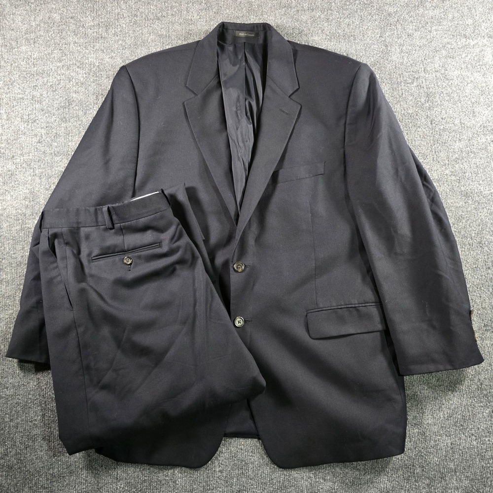 Lauren Ralph Lauren Mens 48R Navy Blue 2 Button Suit Pleated Pants Blazer